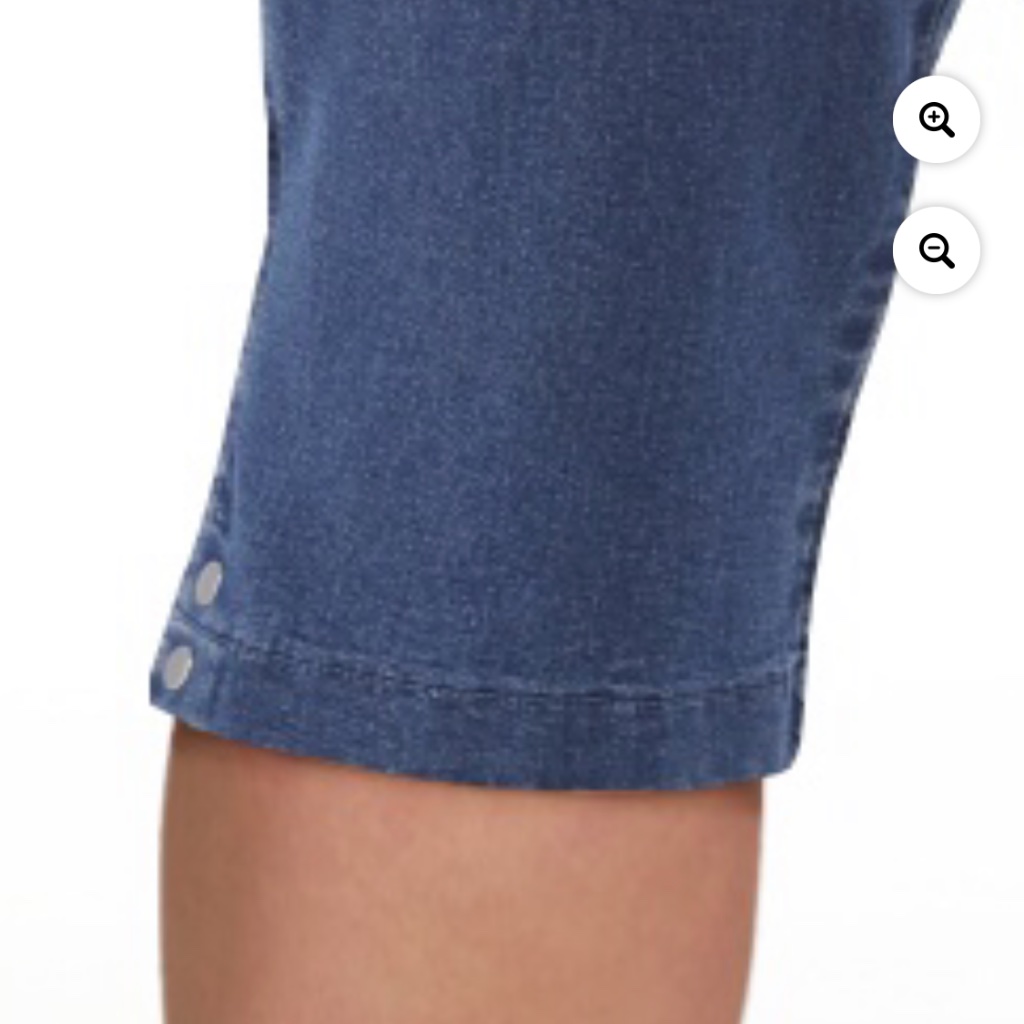 Just My Size Women’s Medium Stonewash Snap Hem Cropped Hem Pants Size 1x Nwt — image 8 of 8